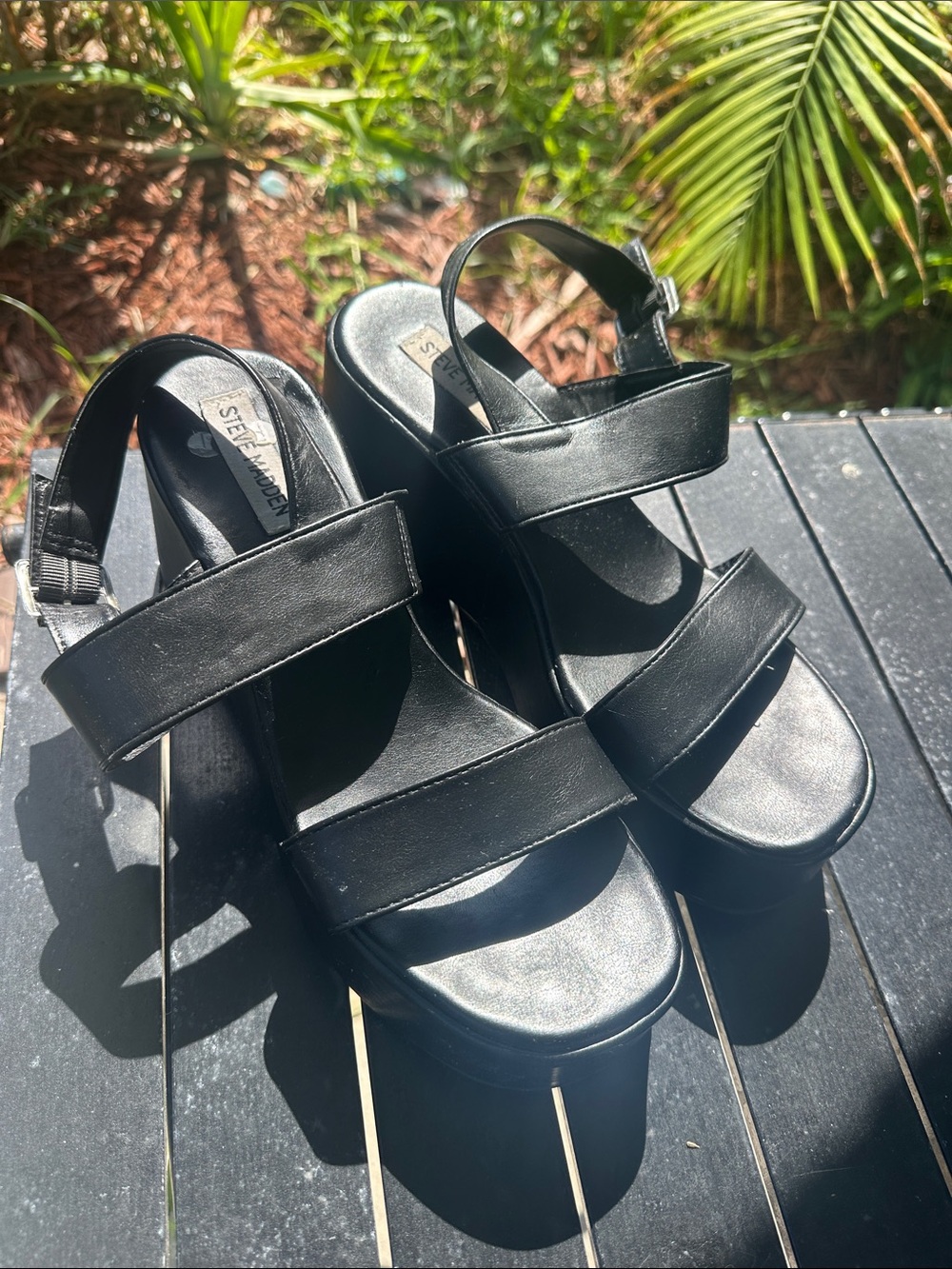 Steve Madden Black Chunky Platform Sandals